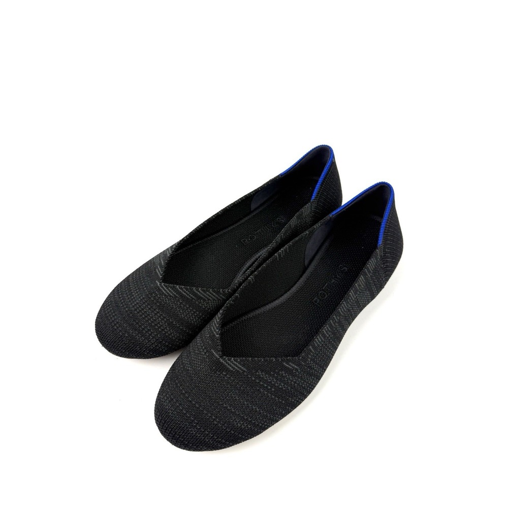 Rothy's Flats 7.5 Heathered Black Slip On Womens Comfort Shoes Worn ONCE